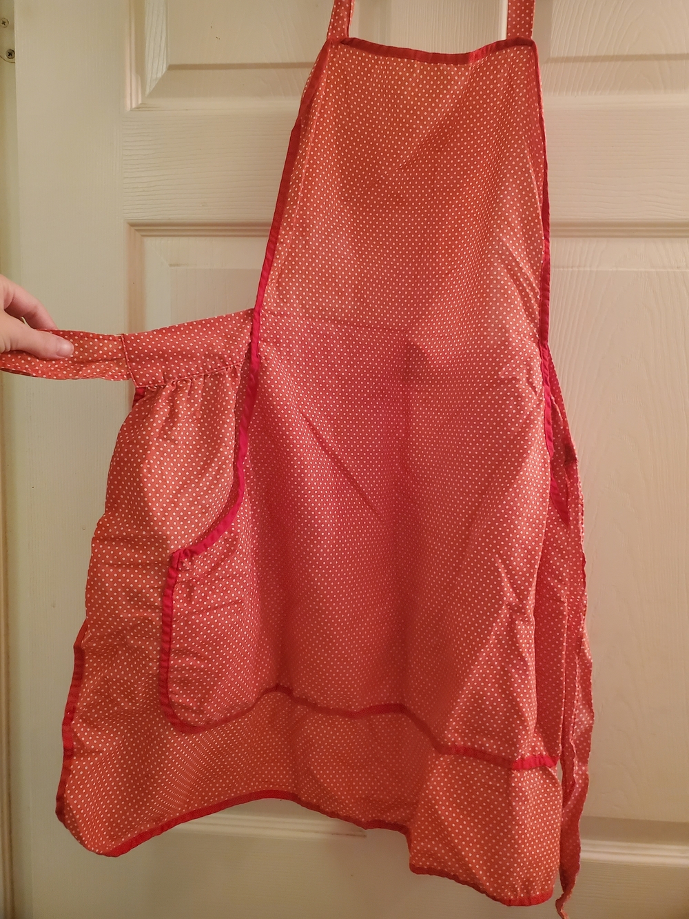 Red Polka Dot Kitchen Apron with Pockets